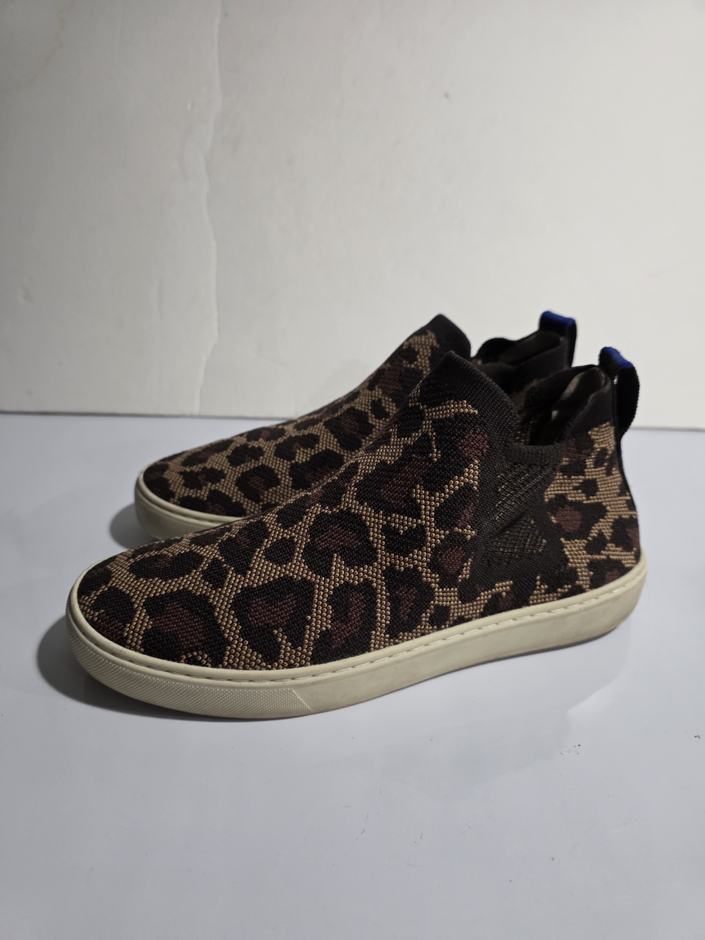 Rothy's Leopard Print Slip-On Sneakers in Brown and Black